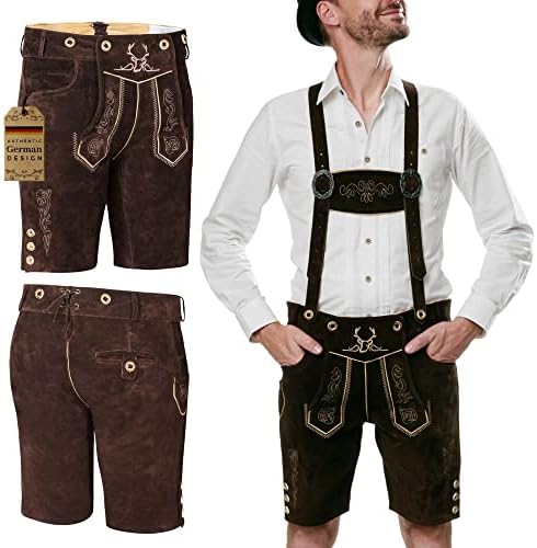 Authentic Men's Green Lederhosen Shorts With Matching Suspenders, Celebrate Oktoberfest In Traditional Bavarian Style - Foto 5