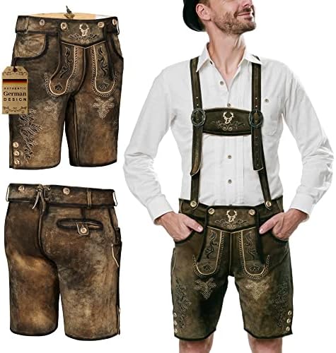 Fancy Dress For Men Joyesplay Lederhosen Men, Brown Oktoberfest Costume Men Bavarian Costume Lederhosen Socks, Halloween Costume Oktoberfest Fancy Dress