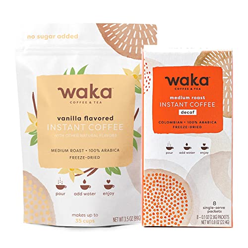 Waka's Decaf Colombian & Vanilla Instant Coffee Rich and Smooth